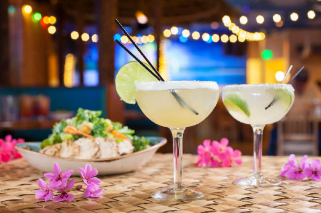 Some drink options including cocktails and margaritas